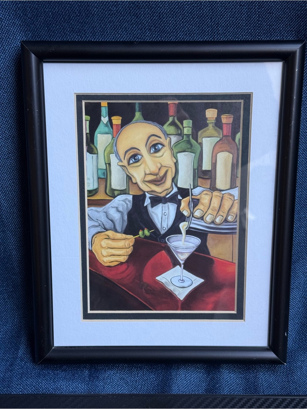 Size 11x9 - Art Deco Expressive Bartender Martini Framed Art Print Bar Decor